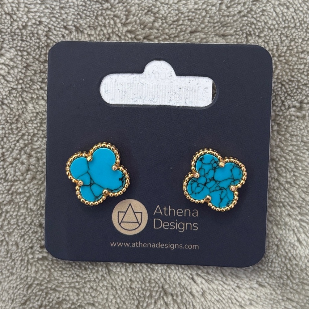 Turquoise Clover Stud Earrings